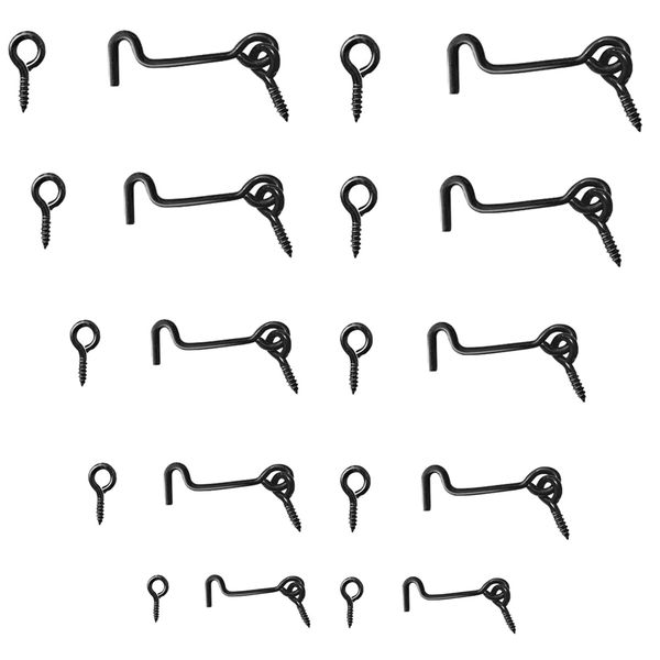Tool DIY Carbon Steel Hook And Eye Latch Lock With Mounting Screw Set Of 10