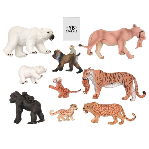 9-piece - Animal Toy Set / Wild Animals - Mom and Baby