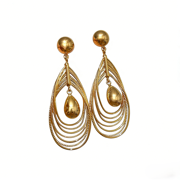 ZELTRYN Silver Needle Waterdrop Twisted Hollow Multi layer Pendant Earrings