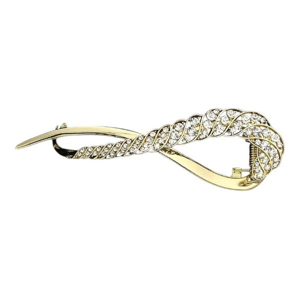 Twisted-Design Rhinestone Hair Clip - Gold
