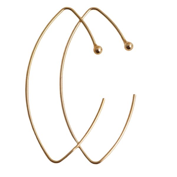 NuLuDa Jewellery- Oval Thin Wire With Ball Earrings - Gold Plated