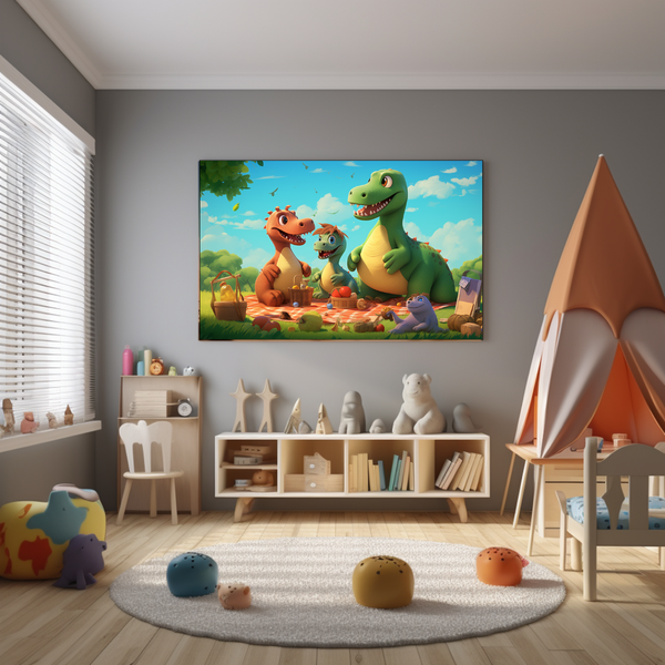 Canvas Wall Art - Dino Family Picnic - BK0123