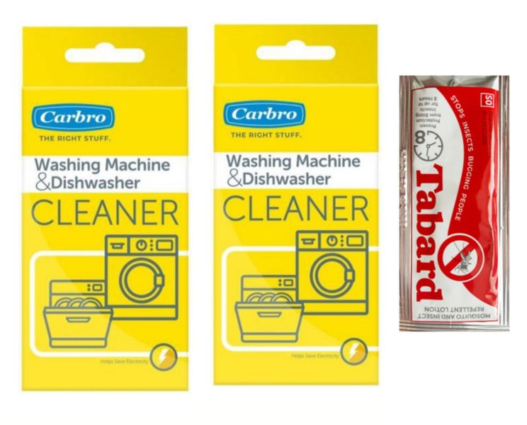 2x Dishwasher and Washing Machine Cleaner with added Tabard Sachet