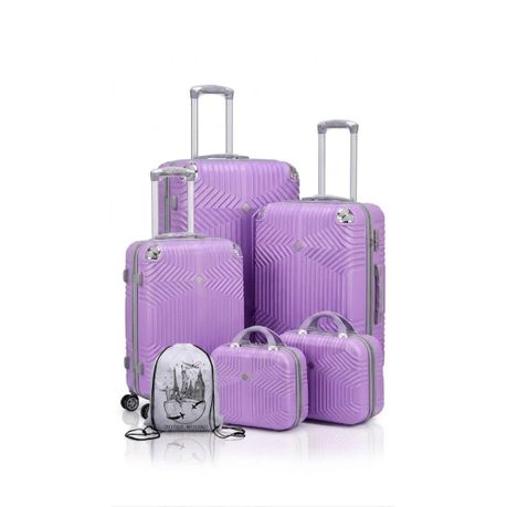 5-Piece Premium Lavender Luggage Set &Travel String Bag |Hardside & Modern