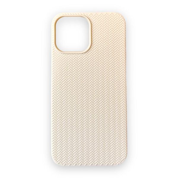 AMA Geometric Textured Phone Case For iPhone 14 Pro Max - Beige