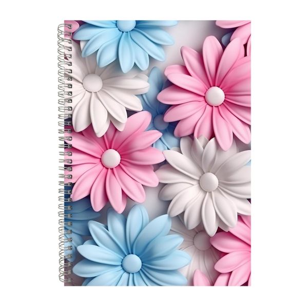 3D Pink Blue And White Daisies 4 Notebook Gift Idea A4 Notepad Pad 106
