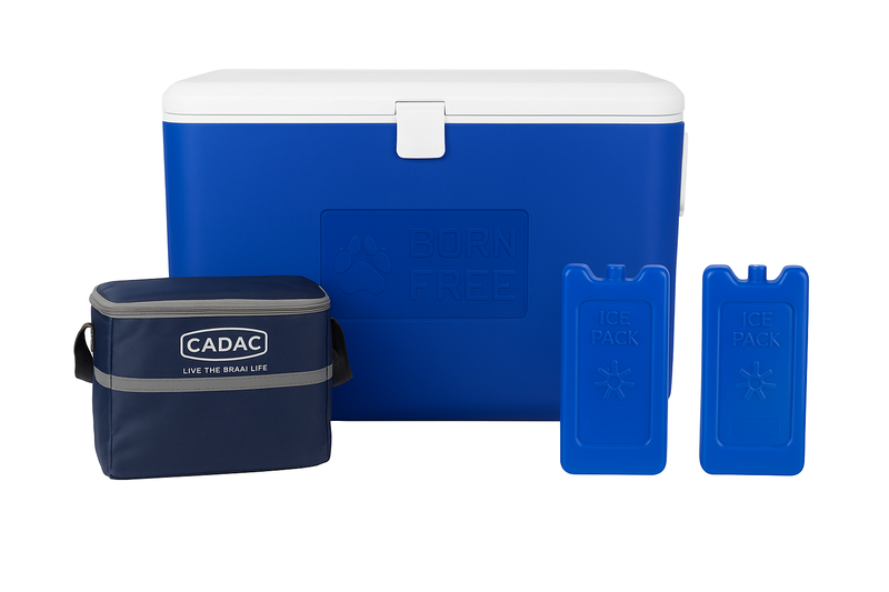 CADAC Born Free 45L Cooler Box + 6-Can Cooler Bag + 2 x Ice Bricks Combo