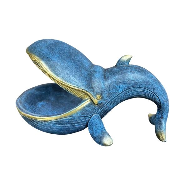 Decor Resin Open Mouth Whale Bowl Sculpture - ( 20cm )