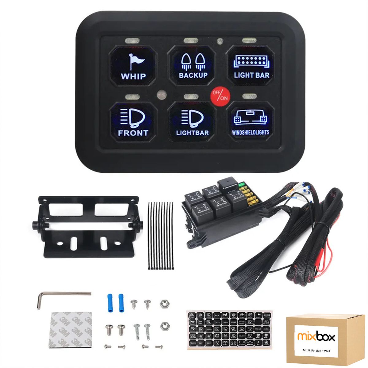 Mix Box 12V 6 Gang Switch Panel Switch Control Panel Universal