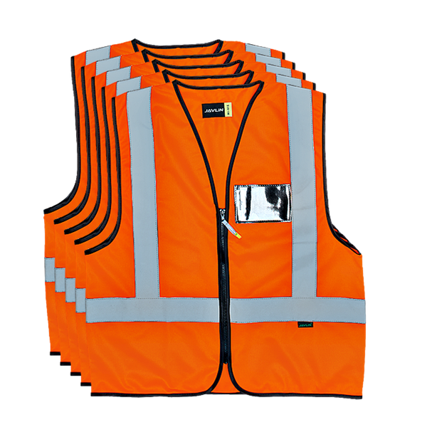 Javlin - 5 Pack Hi-Vis Reflective Vest Orange