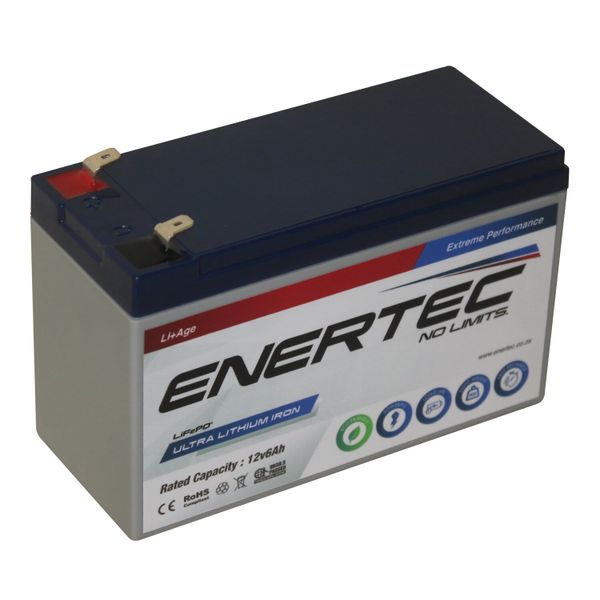 Enertec Lithium Ion 12 Volt 6Ah Alarm/Gate Motor Battery