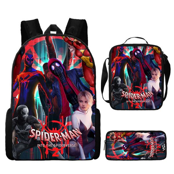 School Backpack Set - Kids Lunch Box and Pencil Case Spider Man - 3 Piece
