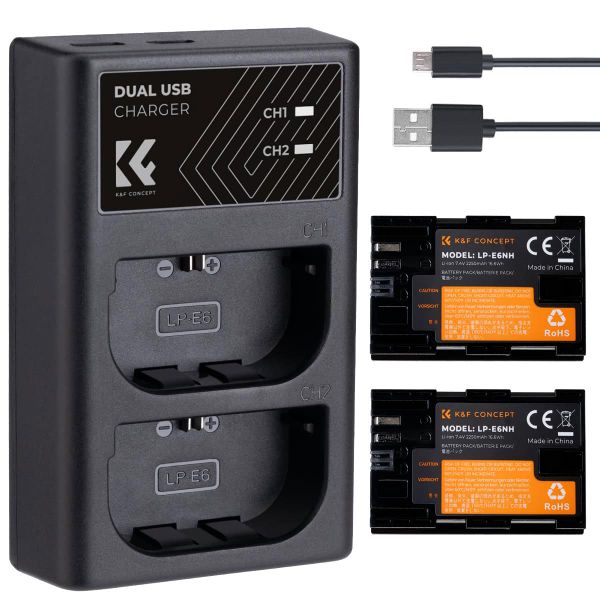 K&amp;F Canon LP-E6NH Battery Kit - 2 Batteries and Dual Charger | KF28.0021