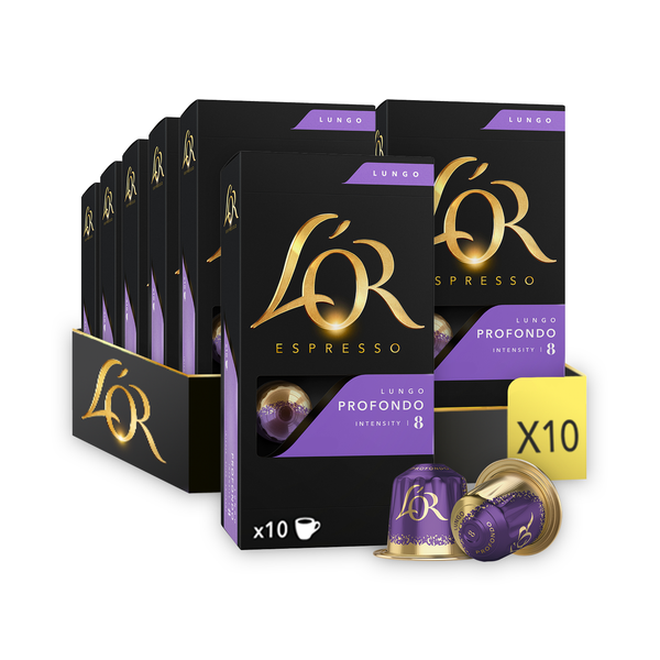 L'OR Lungo Profondo Intensity 8 - Aluminium Coffee Capsules - 100 capsules