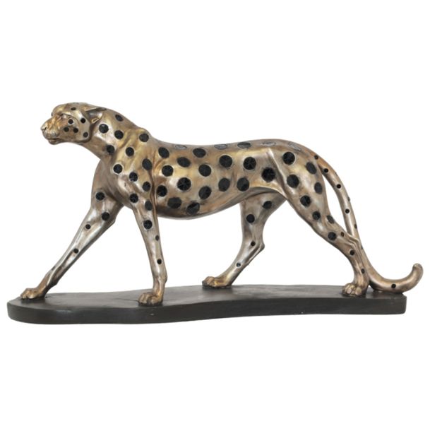 Gold &amp; BlackCheetah On Base Figurine