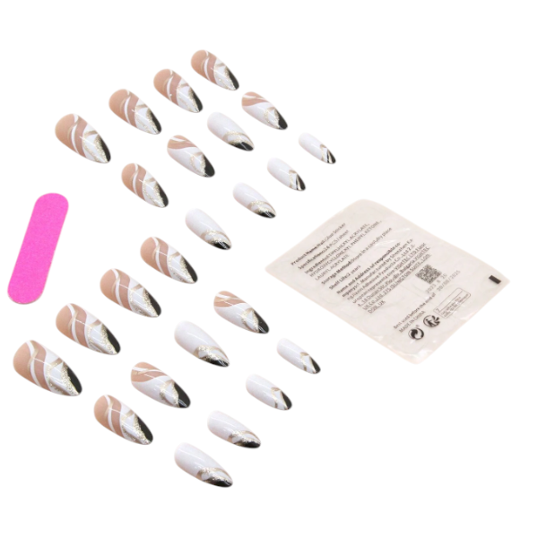 24pcs Chic Almond Shaped Press-On Nails - Multicolour