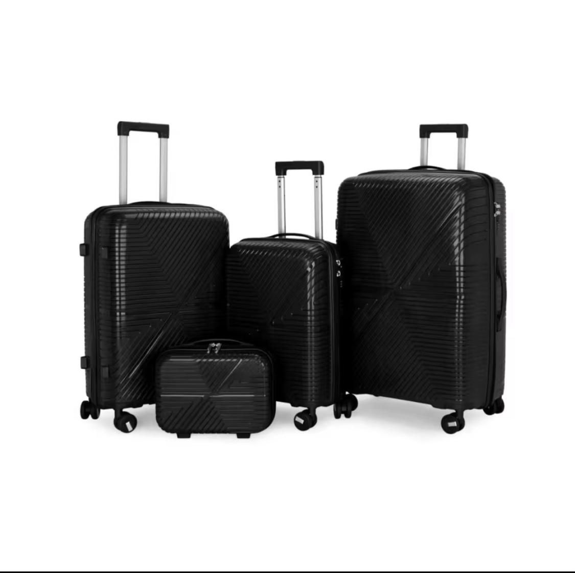 Unbreakable Travel Luggage Bag With Double Zip 4Wheels Easy to Spin - 4 Piece