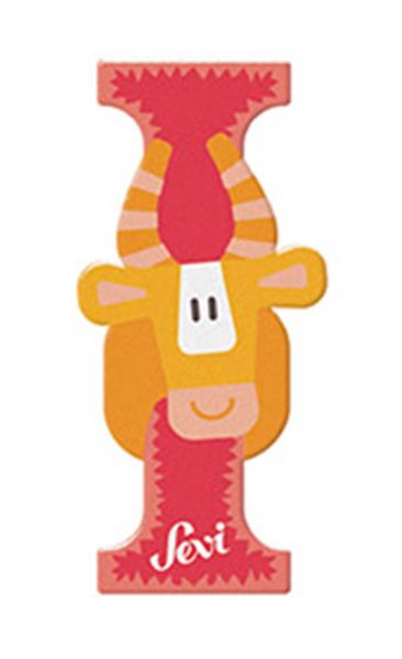 Sevi Wooden Letter I Impala 10cm - Yellow