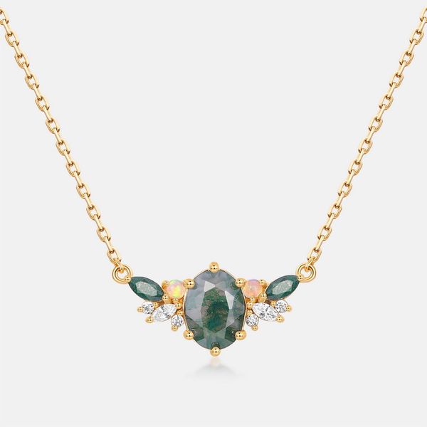 ZELTRYN Light Luxury Natural Seagrass Agate Necklace for Women