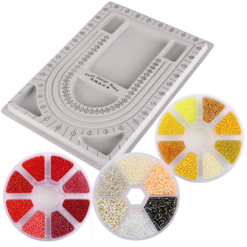 Craft Flocked Bead Jewellery Making Organiser Board With Value Seed