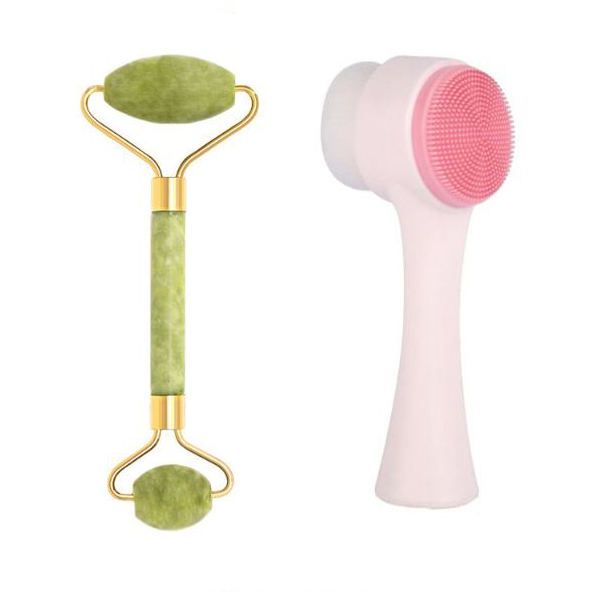 Facial exfoliating Brush and Jade massager set