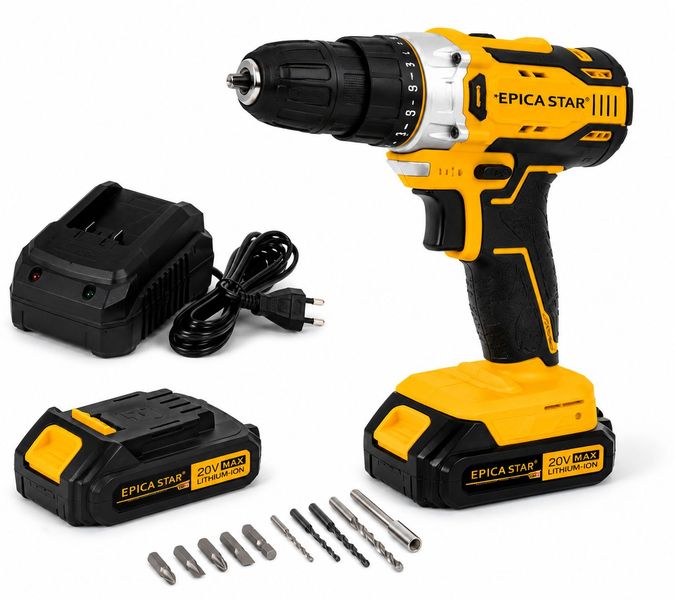Epica Star 20V Lithium-Ion Cordless Drill Kit with Battery &amp; Carry Case