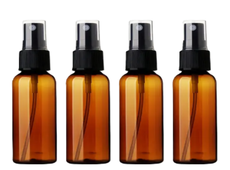 4 x 100ml PET Plastic Amber Mist Spray Bottles