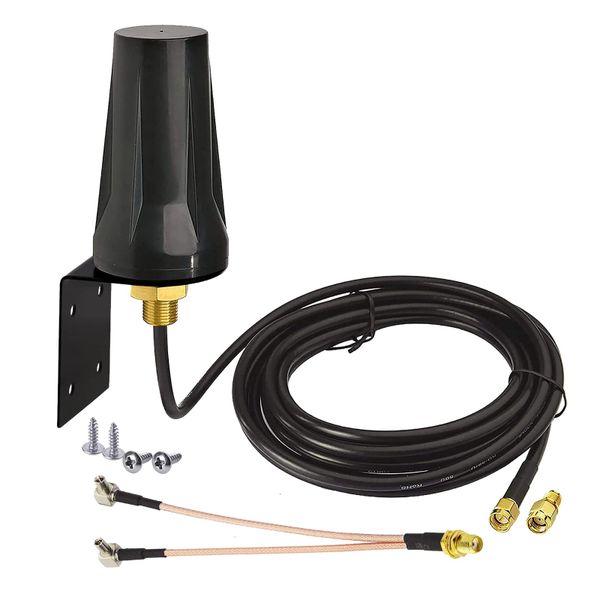 5dBi 4G LTE Outdoor Antenna 3m with SMA to TS9 Pigtail &amp; RP-SMA Adapter