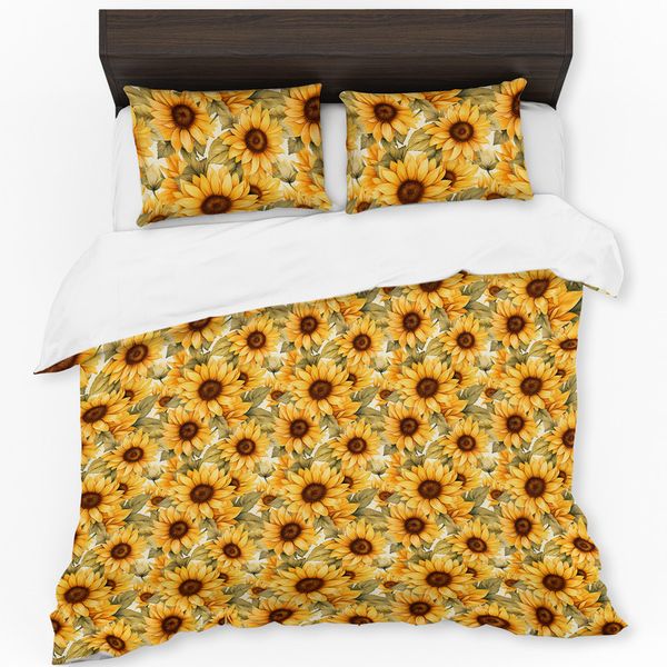 Sunflowers With Brown Leaves Duvet Cover Set