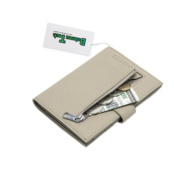 BotereuTech Genuine Leather Passport Wallet RFID Holder Elephant Grey