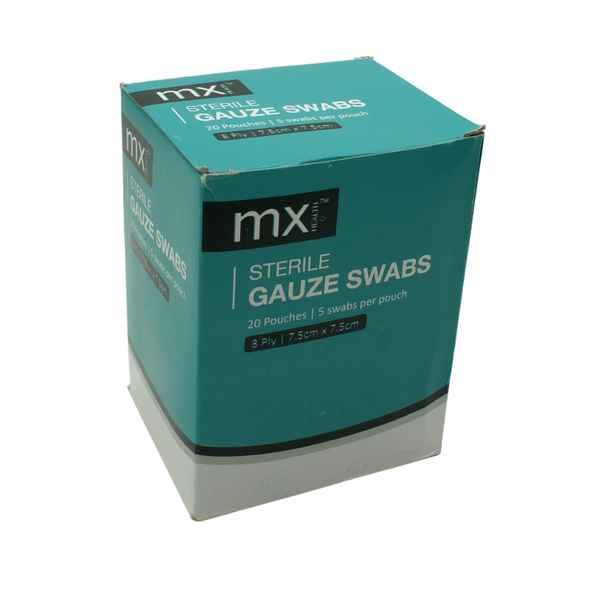 MX Sterile Gauze Swabs 5x5cm 8ply (20's)