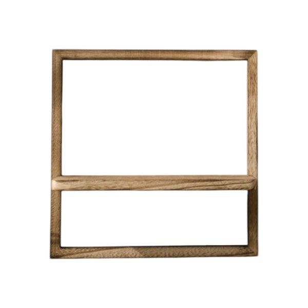 Rustic Wall-Mounted Frame With Built-In Shelf - Solid Wood