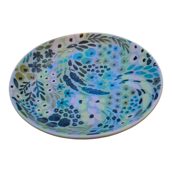 Gift Emporium Aqua Meadow Ceramic Trinket Bowl - 10cm Diameter