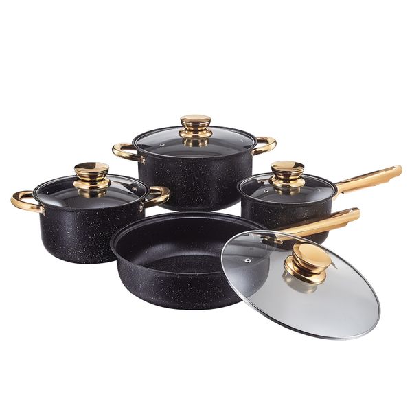 Black STAINLESS STEEL COOKWARE 8 PCS SET -CDH-027