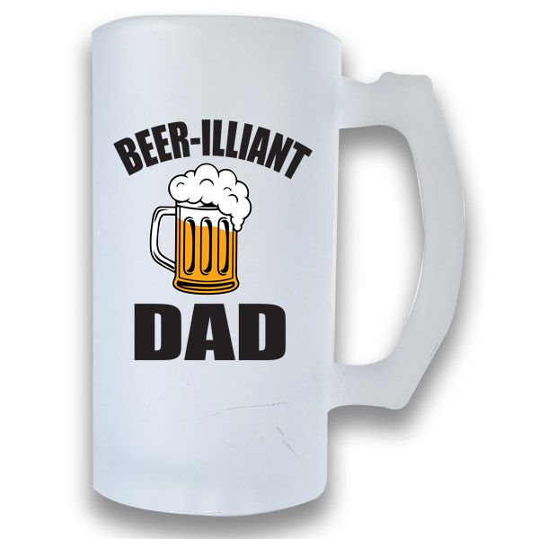 Printed Beer Mug Frosted - Beer-illiant Dad