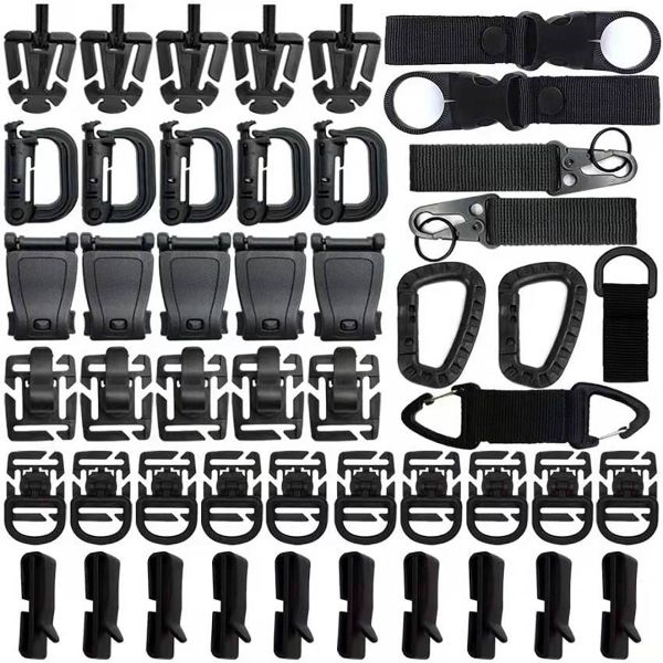 48 Pieces Mountaineering Buckles Set Outdoor Tactical Buckle Carabiners Kit