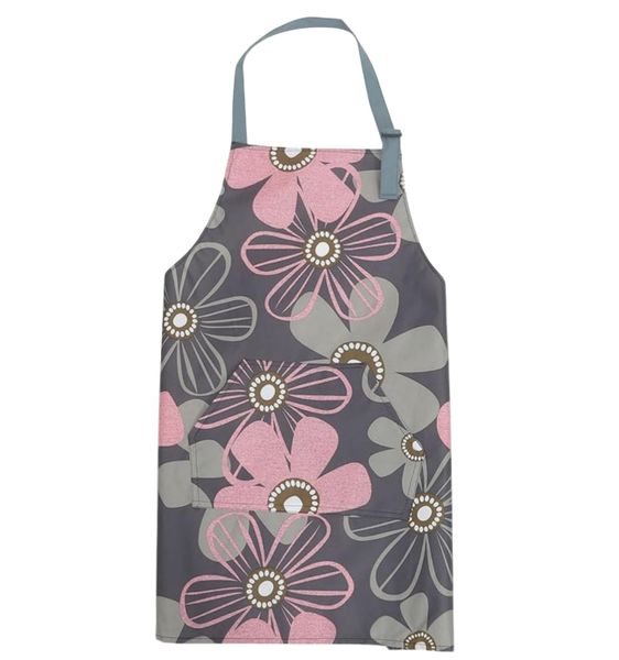 1 Piece Violet Floral Print Waterproof Apron - Oil-Proof Cooking Apron