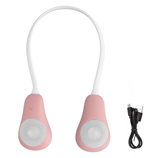 Neckband Bluetooth Speaker Stereo Hands Free Noise Reduction Wearable Pink