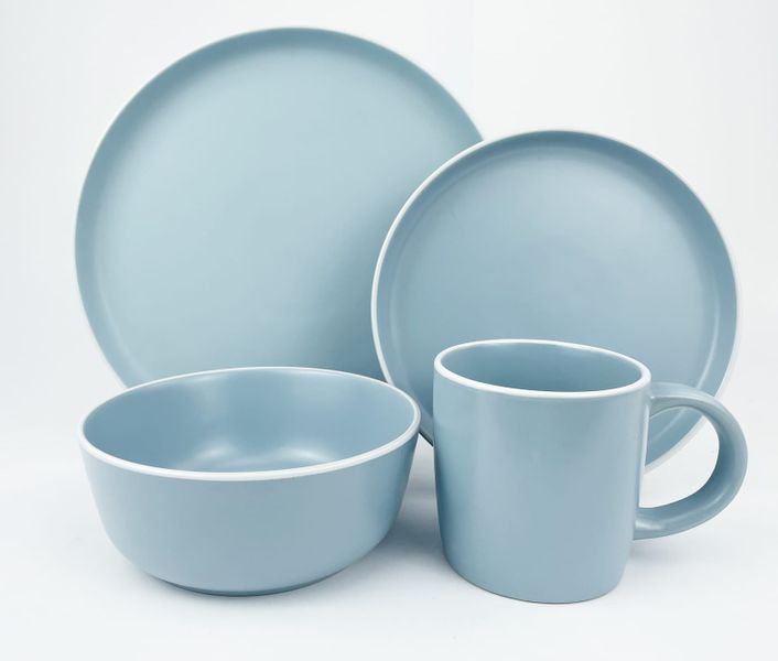 OJEES - 16 Piece Rounded High Quality Ceramic Dinnerware Set - Pink