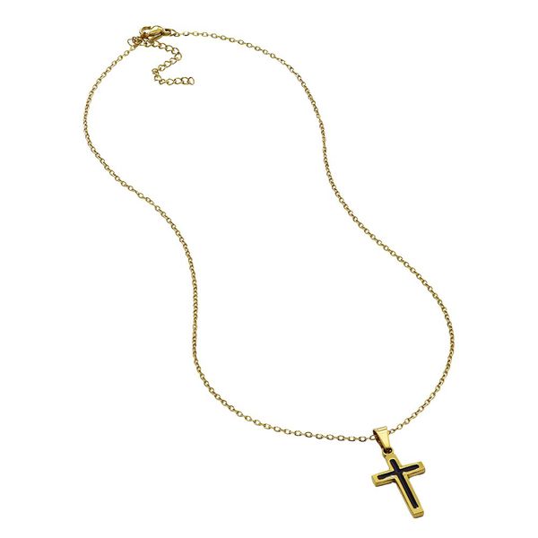 Androgyny Stainless Steel Bold Gold Plated Cross Necklace