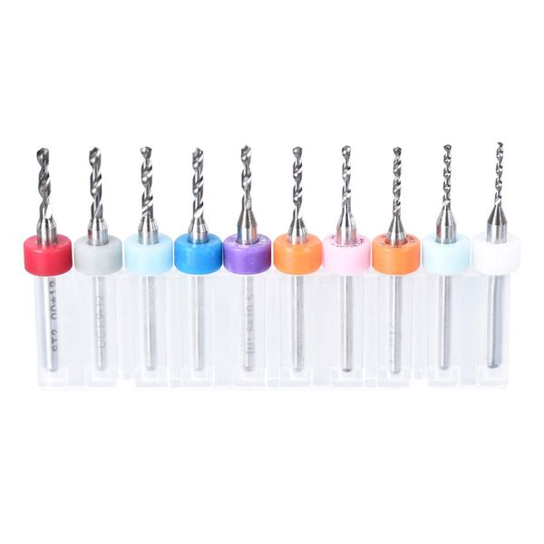 10Pcs 0.3mm-1.2mm Hand Drill Bit Set Carbide Micro CNC Twist Mini Drill Bit