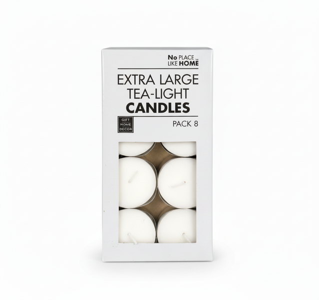 No Place Like Home White Tea-Light Candles 5 cm - 8 Piece Set