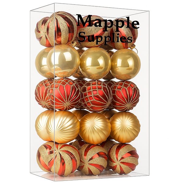 Mapple Supplies Colored Shatterproof Plastic Decorative Baubles 30 Pack
