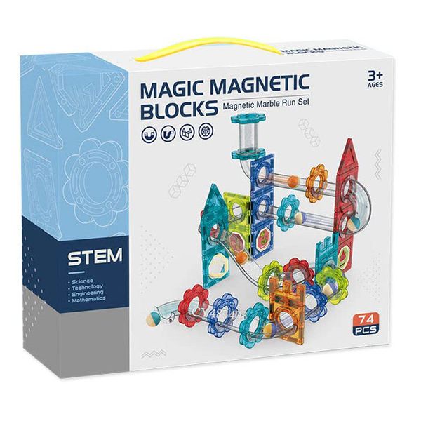 Magnetic Marble Run Toy Set - 74 Pieces
