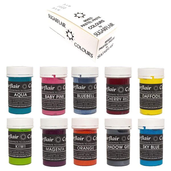 Concentrated Food Colours - Mixed Set OF 10 Pastel Pastes For Cakes