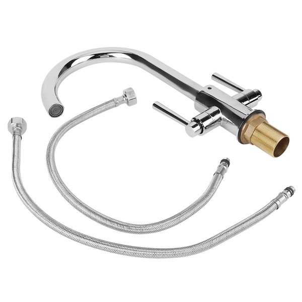 Modern Kitchen Sink Mixer Tap Swivel Spout Dual Lever Brushed