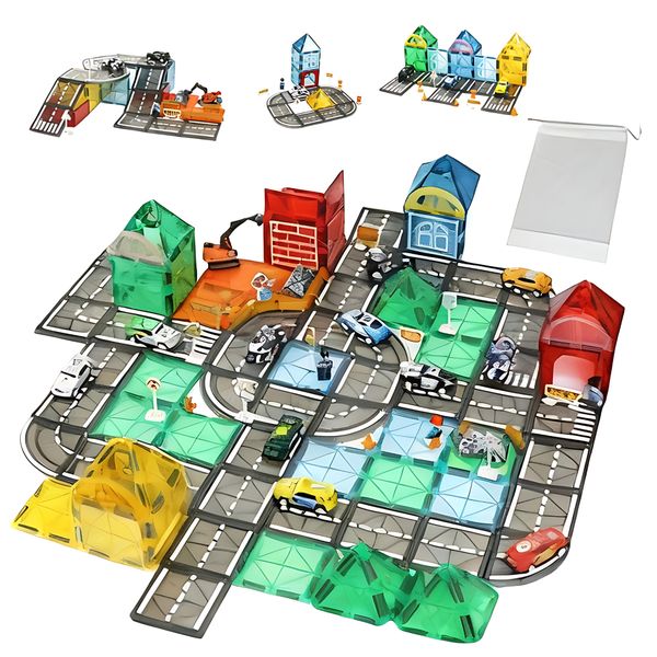 125 Pieces 3D Magnetic Tiles Building Block Toy Set + Storage Bag-Kids Gift