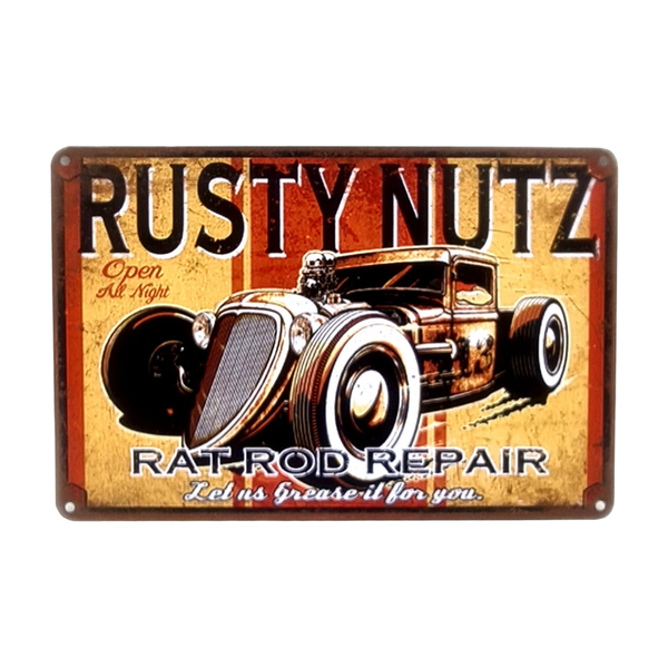 Tin Sign - Rusty NutzRed Metal cm Home Decor Wall Art