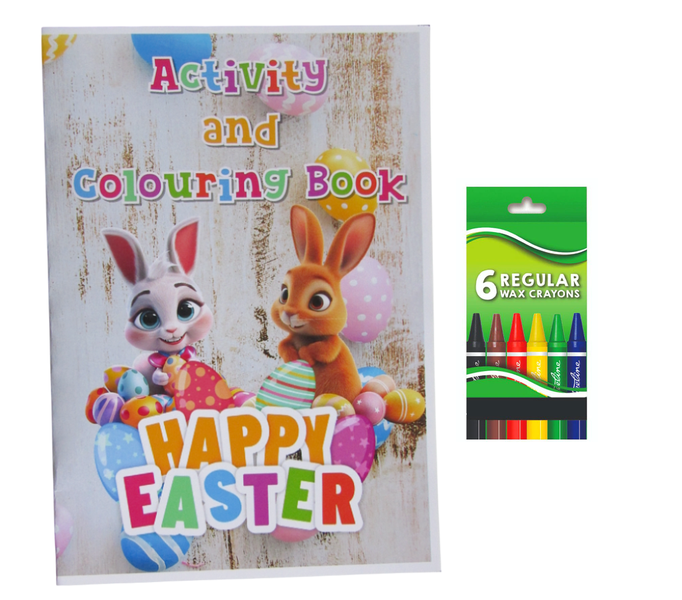 Happy Easter Activity and Colouring Book A5 plus 6 Wax Crayons