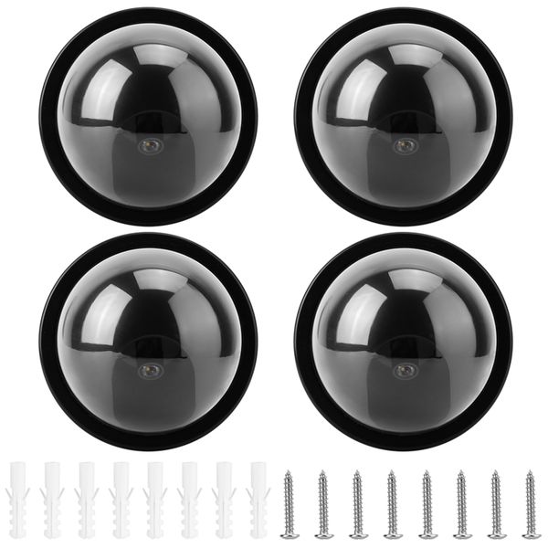 4 - Pack Black Dummy Dome CCTV Security Cam: Flashing LED